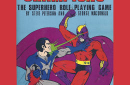 cover of the 1981 printing of the first edition of the Champions superhero roleplaying game rulebook by Hero Games